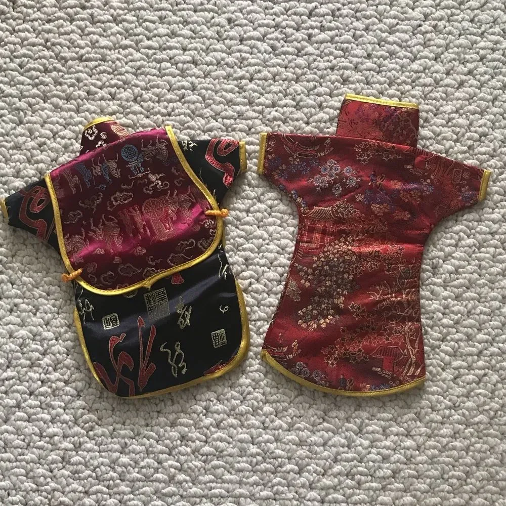 Wine Bottle Covers Pair of Asian Dress